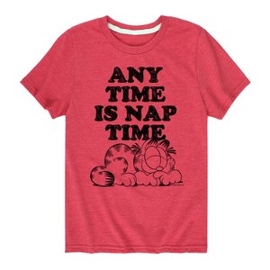 Boys' - Garfield - Any Time Is Nap Time Short Sleeve Graphic T-Shirt - 1 of 4