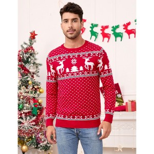 Clearlove Family Christmas Sweater – Crewneck Reindeer Knit Pullover for Men - 1 of 4