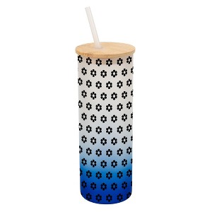 Elanze Designs Retro Happy Daisy Flower Pattern Wrap-Around Design 25 Ounce Frosted Gradient Glass On-The-Go Coffee Travel Skinny Tumbler Mug Cup, - 1 of 1