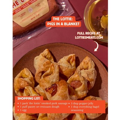 Lottie's Meats The Lottie - Signature Smoked Pork Sausage - 12oz/4ct