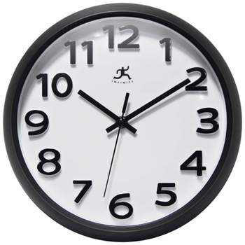 10.75" Raised Numeral Wall Clock Black - Infinity Instruments