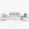 LayinSun 5 Pieces Aluminum Outdoor Patio Furniture Set, Metal Modern Conversation Sofa Set with Coffee Table and Washable Thick Cushions - 2 of 4