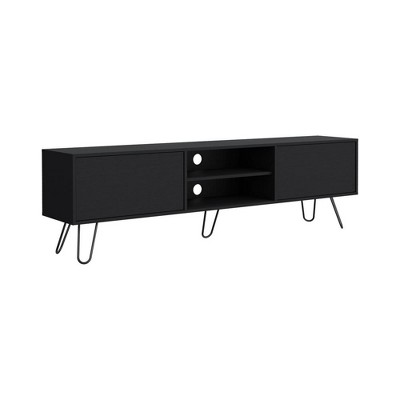 Waco Black Laminate TV Rack with Hairpin Legs and Storage