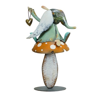 VIP Metal 15 in. Multicolor Gnome on Mushroom Decor