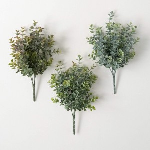 Sullivans Artificial 13" Eucalyptus Bush Set of 3 - 1 of 3