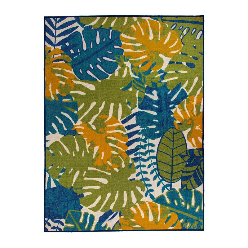 World Rug Gallery Contemporary Tropical Leaves Flatweave Indoor/Outdoor Area Rug, 1 of 18