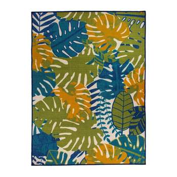 World Rug Gallery Contemporary Tropical Leaves Flatweave Indoor/Outdoor Area Rug