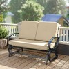 Outsunny Patio Glider Bench with Padded Cushions and Armrests, Outdoor 2-Person Swing Rocking Chair Loveseat with Sturdy Frame - 2 of 4