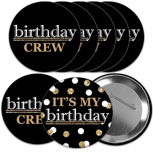 Big Dot of Happiness Adult Happy Birthday - Gold - 3 inch Birthday Party Badge - Pinback Buttons - Set of 8 - 1 of 4