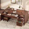 60" Executive Desk with Power Outlet, Home Office Desk with Drawers, Wooden Work Desk with File Cabinet - 4 of 4
