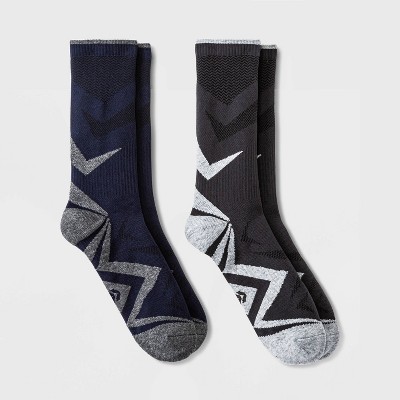 Men's Trekker Mountain Crew Socks 2pk - All in Motion™ Navy/Dark Gray 6-12