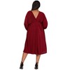 24seven Comfort Apparel Plus Size Shimmer Pleated V Neck Empire Waist Bishop Sleeve Midi Dress - 3 of 3