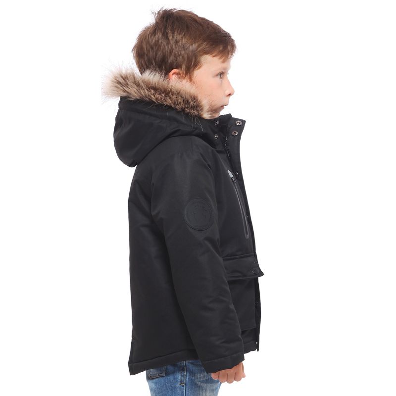 Rokka&Rolla Boys' Winter Coat with Faux Fur Hood Parka Jacket, 5 of 11