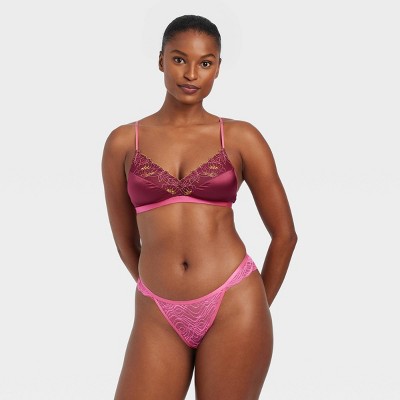 Auden Women's Plus Size Micro Thong with Lace Waistband Cocoa