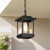 LNC 8" Square Cage Modern Outdoor Pendant Lamp Matte Black: Weather-Resistant, Glass Shade, E26 - 4 of 4