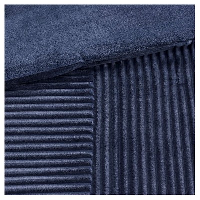 Navy King Corduroy Plush Comforter Set with Shams