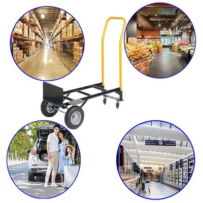 Hand Truck Dolly 2 Wheel Dolly Cart And 4 Wheel Push Cart With Swivel Wheels 330 LBS Capacity,abstract,black,33.46in,2.79ft