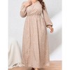 MISSKY Women Plus Size Maxi Dresses Long Lantern Sleeves Casual Wrap Split Dress - 3 of 4