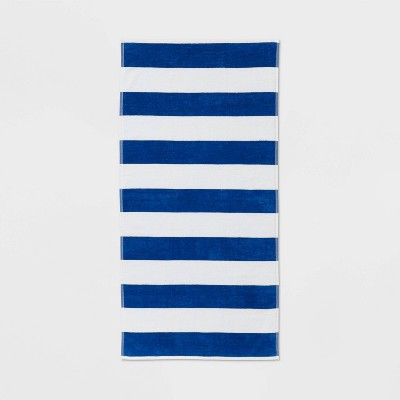 Striped Beach Towel Blue/White - Sun Squad™