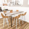 LeisureMod Elland 41" Upholstered Leather Bar Stool with Iron Legs - Modern White Base and Footrest Counter Height Stool for Kitchen and Bar, Set of 2 - 2 of 4