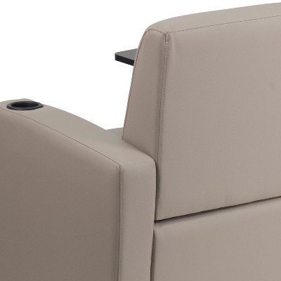 Modern Gray LeatherSoft Guest Chair with Swivel Tablet Arm