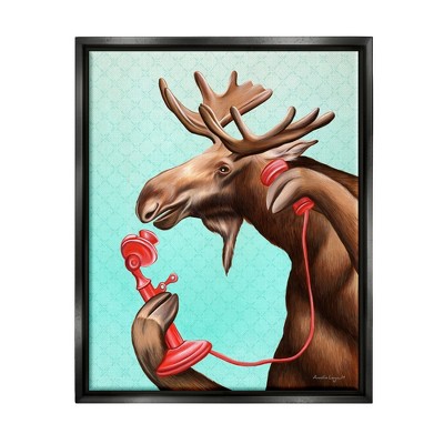 Stupell Industries Vintage Moose With Candlestick Telephone Ombre Background Floater Canvas Wall Art