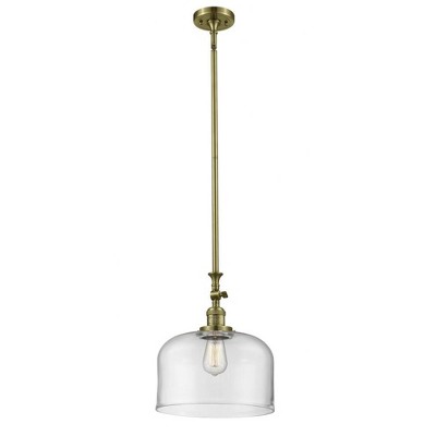 Bell - 1 Light Stem Hung Mini Pendant In Industrial Style-15 Inches Tall and 12 Inches Wide