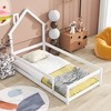 CAVINAS Kids Montessori Bed with House-Shaped Headboard,Floor Bed with Armrest,Twin Size,Gray/White/Pink/Green/Blue/Brown - 2 of 4