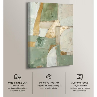 Sage Green and Gold Abstract Canvas Wall Art, 20" x 30"