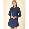 Allegra K Women's Denim Long Sleeve Button Down Shirtdress - 2 of 4