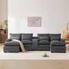 Whisen Modern 6-seat Upholstered U-shaped Sofa with Chaise and Console, Cupholders and USB Ports - 2 of 4