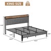 Bed Frame with Charging Station, LED Bed Frame with Storage Headboard, Upholstered Platform Bed Frame, No Box Spring Needed, Easy Assembly, Gray - 2 of 4