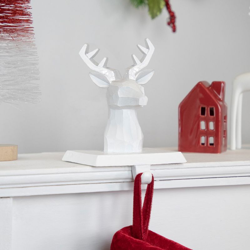 Northlight Set of 2 White Reindeer Head Christmas Stocking Holders 5.75", 2 of 6