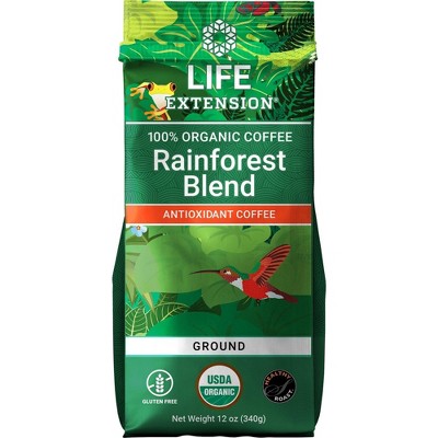 Life Extension Rainforest Blend Ground Coffee  -  12 oz Bag