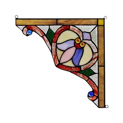 Aristella Victorian Tiffany-Glass Multicolor Window Panel 10" Wide