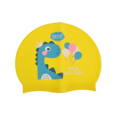 Unique Bargains Kid's Knitted PU Cartoon Dinosaur Swim Cap 1 Pc