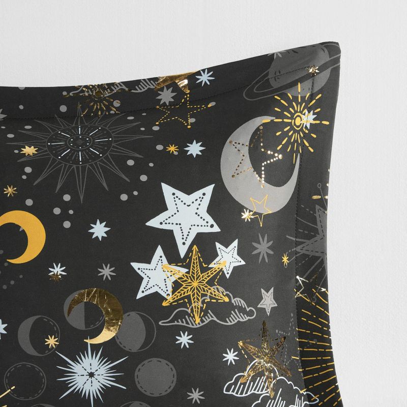 Isabel Starry Sky Metallic Kids' Comforter Set with Throw Pillow Charcoal Gray - Mi Zone, 4 of 14