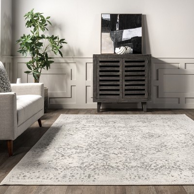 Ivory Rectangular Easy Care Synthetic Area Rug, 52" x 24"