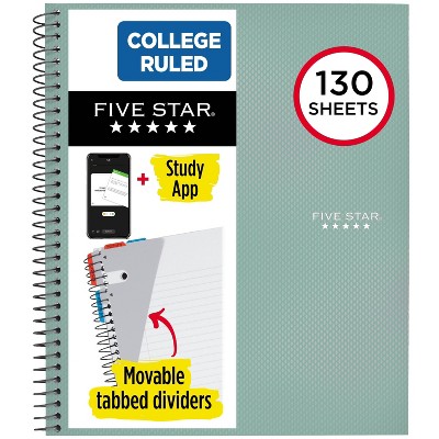 Five Star 2 Subject College Ruled Solid Spiral Notebook (colors May Vary) :  Target