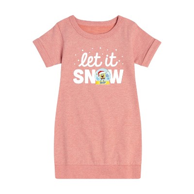 - SpongeBob SquarePants - Let It Snow Graphic Short Sleeve Fleece Dress