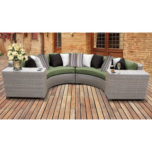 Florence 4pc Outdoor Curved Sectional, Curved Outdoor Sofa Cushions