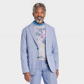 Houston White Adult Plaid Suit Jacket - Blue