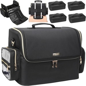 Paaaawaters Extra Large Makeup Bag Makeup Artist Bag Professional Cosmetic Bag Travel Organizer Train Case with 4 Small Packet - 1 of 4