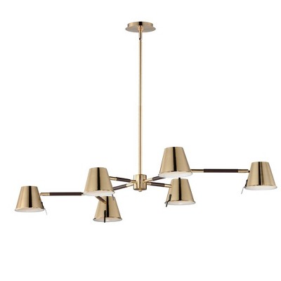 Maxim Lighting Carlo 6 - Light Chandelier in  Dark Bronze/Leather/Heritage Brass