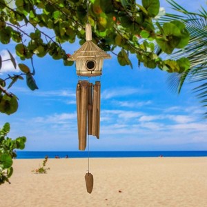 Woodstock Windchimes Thatched Roof Birdhouse, Wind Chimes For Outside, Wind Chimes For Garden, Patio, and Outdoor Decor, 32"L - 1 of 4
