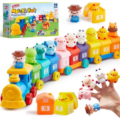 Joyfy Montessori Learning Toys for Toddlers 1 2 3 Years Old, Counting, Matching & Sorting Toy Train Finger Puppets, Birthday Gift for Baby Boys Girls