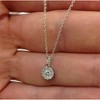 Pompeii3 1/4ct Diamond Petite Halo Solitaire Pendant 14K White Gold - 2 of 4