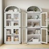 Coolmee Arched Bookshelf with Doors, Farmhouse Display Storage Shelves, 71.4in Tall Wooden Rounded Bookcases for Living Room, Kitchen, Office - 4 of 4