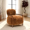 Sapphtopaz Modern Faux Fur Accent Chair with Raked Back & Wooden Arms Upholstered Comfy Bedroom Chair Soft Armchair for Living Room, Bedroom - 2 of 4