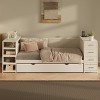 Twin Size Daybed with Storage, Built-In Desk & Charging Station, Wooden Bed with Side Shelves & Drawers/Trundle - ModernLuxe - 2 of 4